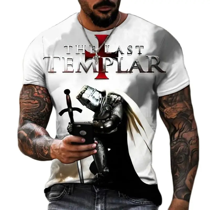 New Men's 3D Printed Short Sleeve T-Shirt with Skull Pattern Summer Vintage Men's Short Sleeve Street Casual Men's Top T-Shirt