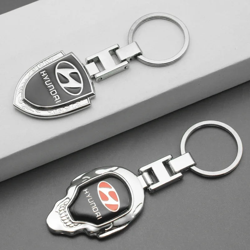 Metal/Leather Car Keychain Badge Emblem For Hyundai Elantra Kona i10 i20 i30 ix25 ix35 Tucson N Line Key Chain Rings Accessories