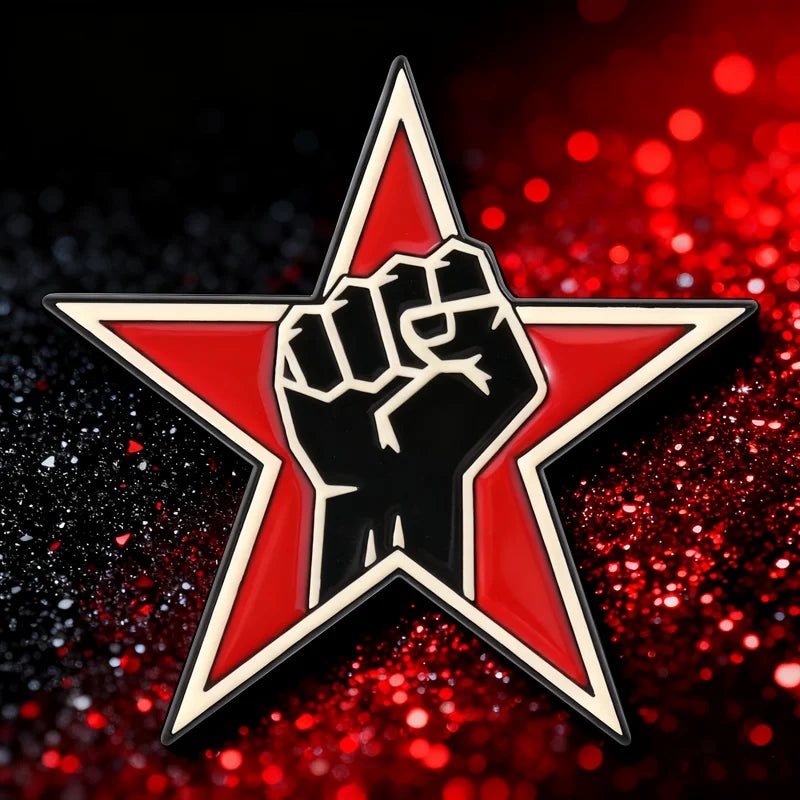 Red Star Fist Enamel Pins Rock Band Brooches Lapel Badges 90'S Anti-war Music Jewelry Gift for Fans Friends