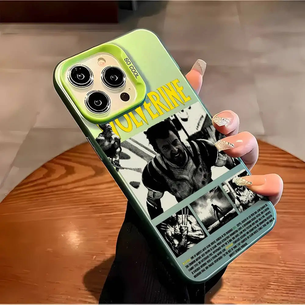 Fashion Wolverine Comic Phone Case For IPhone 16 15 14 13 12 11 Plus Pro Max Multicolor Aurora Laser Shockproof Funda Cover