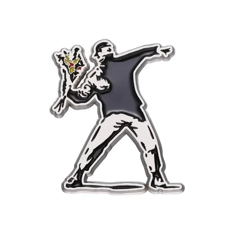 Punk Enamel Pins Funny Graffiti Wall Skate Brooches Lapel Backpack Badges Flower Thrower Jewelry Gift for Art Friends Wholesale