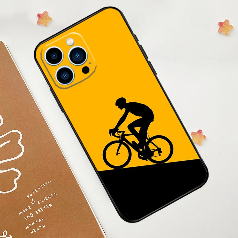 Cycling Bike Phone Case For iPhone 15 16 14 13 12 11 Pro Max Mini Plus XS X XR Back Cover
