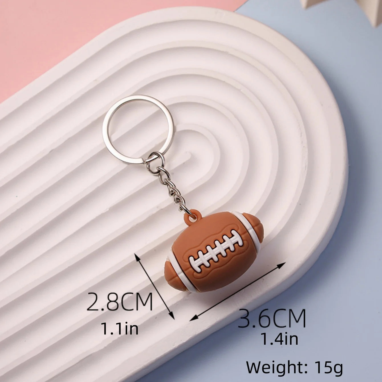 Simulation Football Basketball Volleyball Tennis Rugby Keychain PVC Creative Mini Key Ring Backpack Pendant Car Accessories Gift