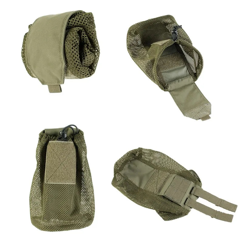 Tactical Folding Water Bottle Mesh Bag Miscellaneous Storage Waist Hanging Bag MOLLE Tactical Mesh Mesh Grid Recycling EDC Bag