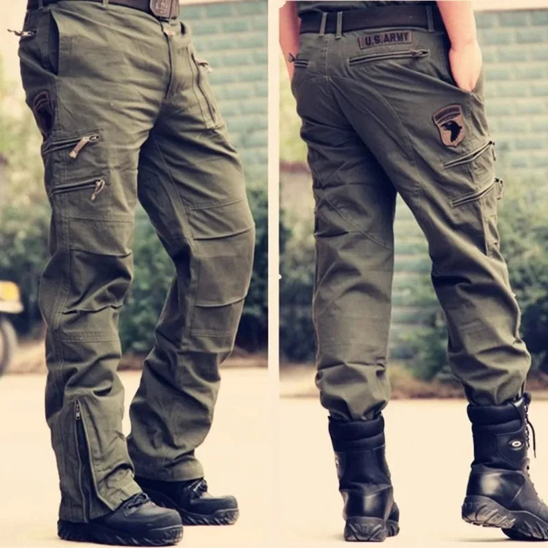 Tactical Cargo Pants 100% Cotton Work Pants Airborne Vintage Air Assault Multi Pockets Joggers Trousers Embroidered Streetwear