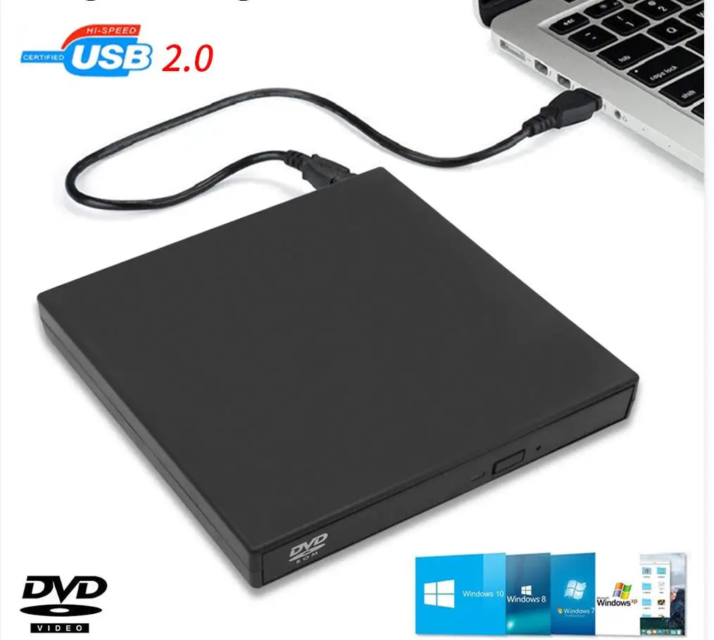 USB External CD DVD Reader CD/DVD Drive USB 2.0 External Disk Drive CD-ROM DVD-ROM Burner Player For Laptop Desktop DVD Burner