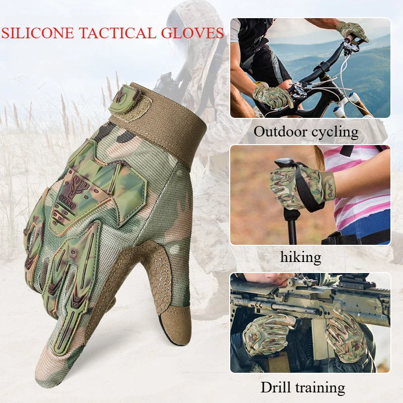 Tactical Gloves All Refers To Camouflage Thickened Stick-resistant Silicone Anti-collision Anti-slip Outdoor Riding Combat