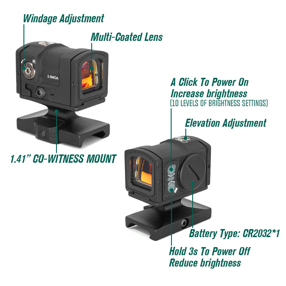 Tactical 3.5MOA Enclosed Red Dot Reflex Sight