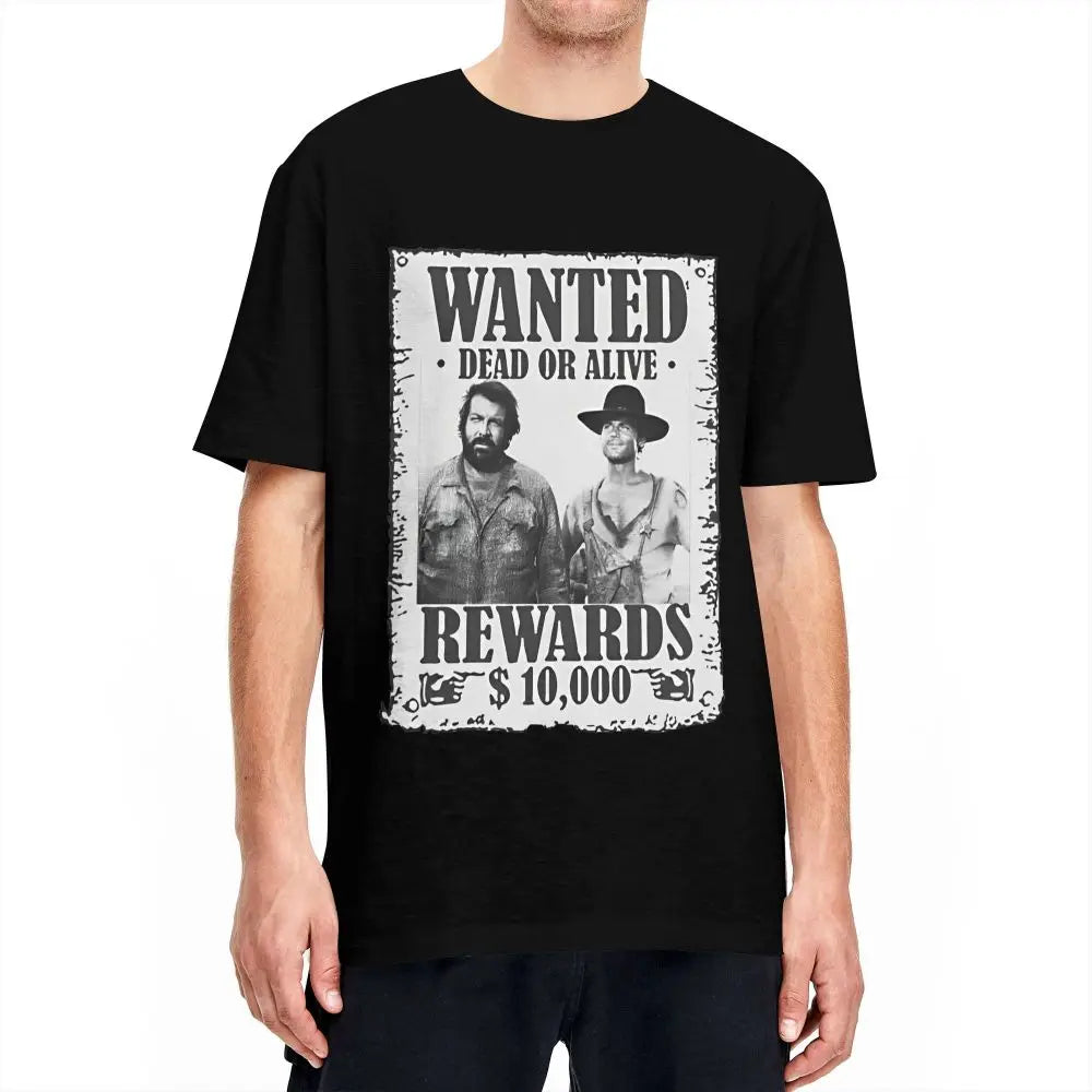 Bud Spencer Terence Hill Wanted Lo Chimavano Epic Movie T-Shirt Actor T Shirts Cotton Tshirt For Men Short Sleeves Casual Tops