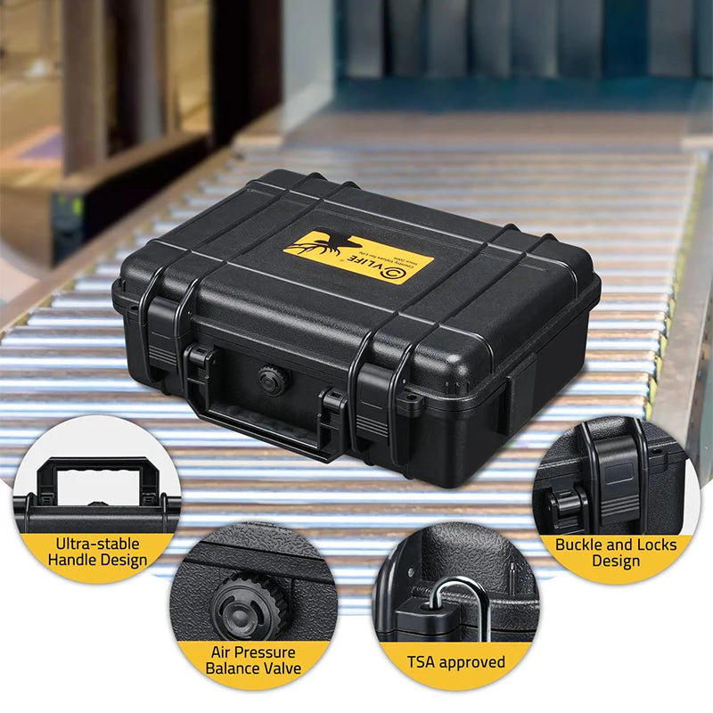 CVLIFE Gun Case Handgun Cases Hard Shell Case with Customizable Pre-cut Foam Insert Waterproof Handgun Box for Travel Outdoor