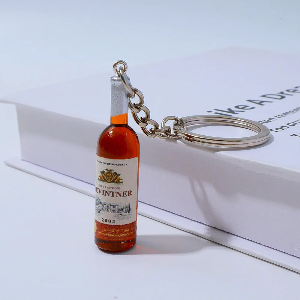 1PC Trendy Acrylic Simulated Wine Bottle Keychain for Man with Cool Charm, Decorative Accessory for Keys,Bags & Backpacks Gift