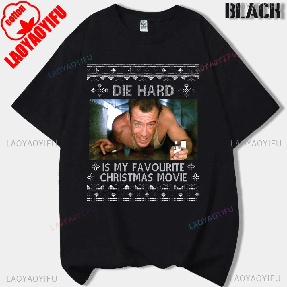 Film Tshirt Die Hard Movie Christmas Party 1988 Bruce Willis Man Vintage TShirt Male 90s Retro T Shirt Men Clothing Ropa Hombre
