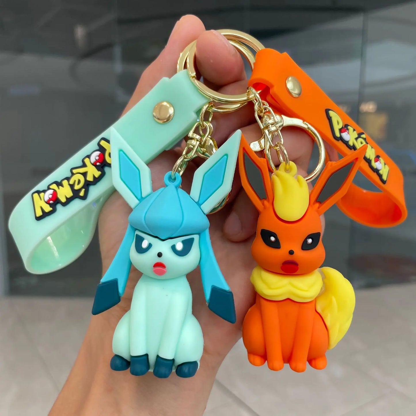 Pokemon Keychain Toys Cute Sylveon Vaporeon Leafeon Espeon Umbreon Kawaii Cartoon Anime PVC Bag Pendant Doll Kids Birthday Gift