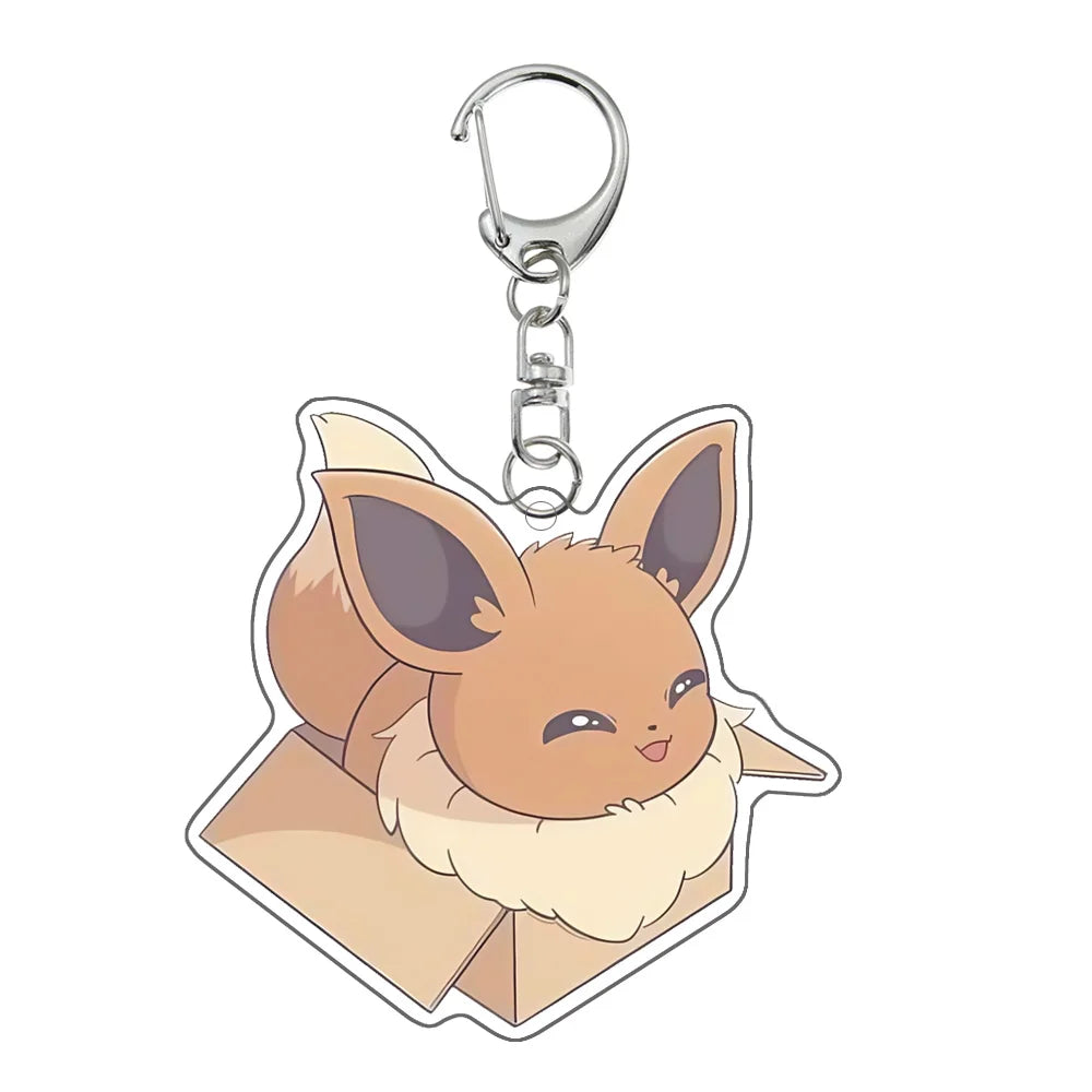 Pokemon Keychain Espeon Umbreon Glaceon Eevee Sylveon Jolteon Vaporeon Leafeon Anime Cartoon Cute Key Chain Pendant Gift