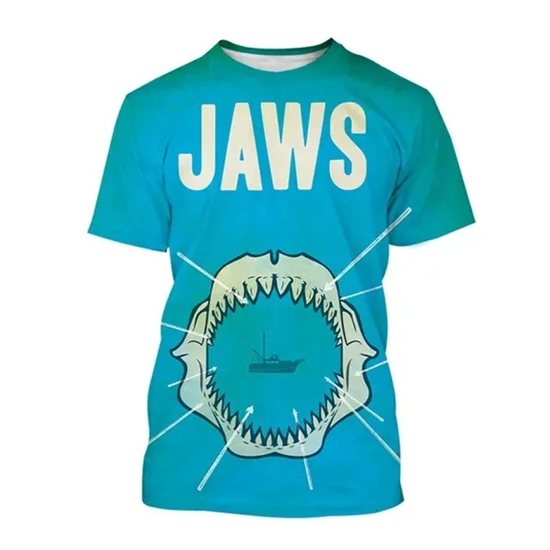 Horror Movie Jaws T-Shirts Shark 3D Printed Streetwear Men Women Fashion Oversized Short Sleeve T Shirt Kids Tees Tops Clothing