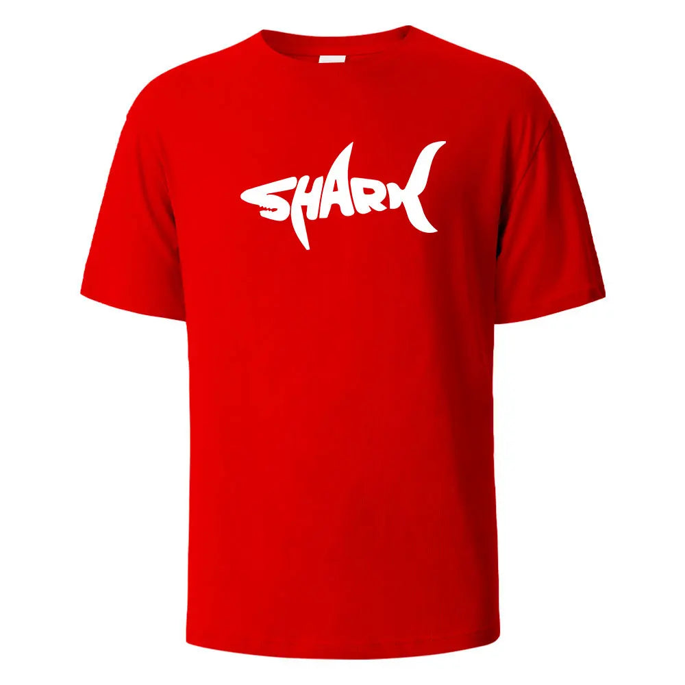 Shark Print T-Shirt 100% Cotton Summer Tees For Men Women Oversize Casual Tops