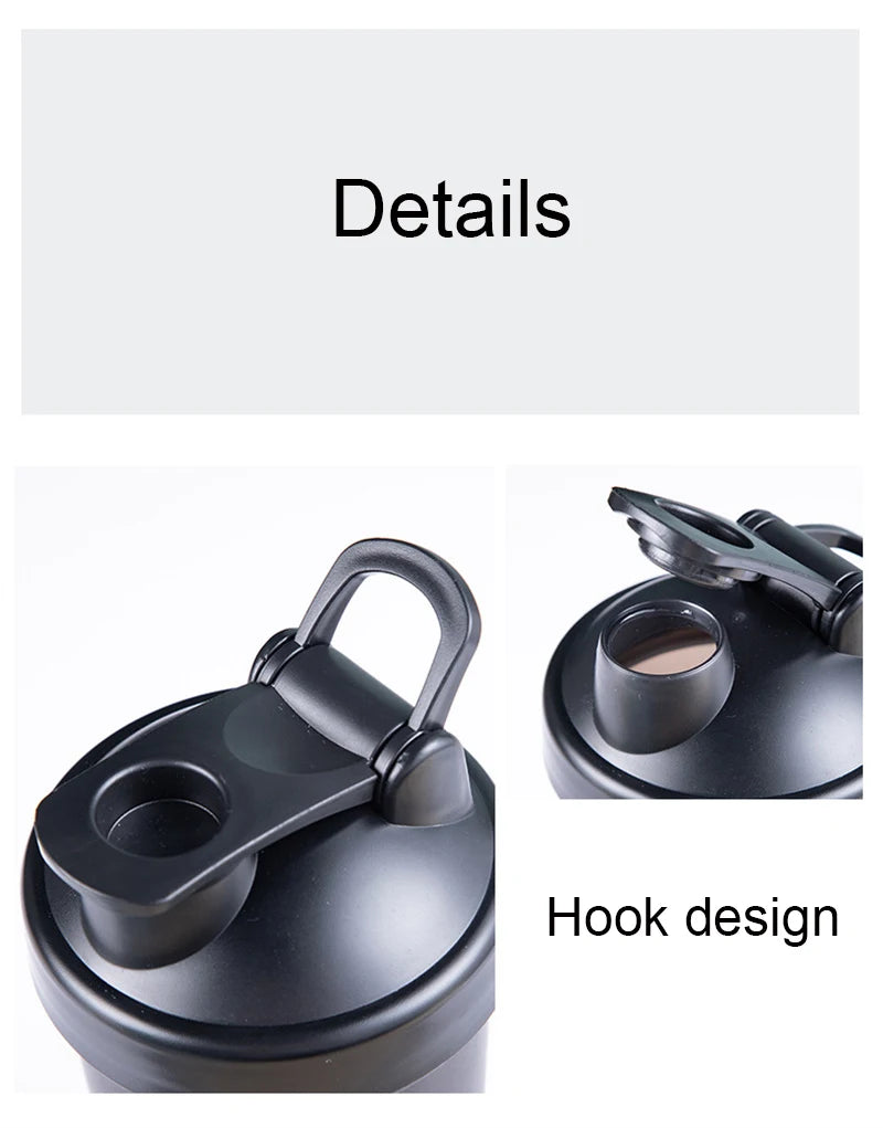 600ml Portable Protein Powder Shaker Bottle Leak Proof Water Bottle for Gym Fitness Training Sport Shaker Mixing Cup with Scale