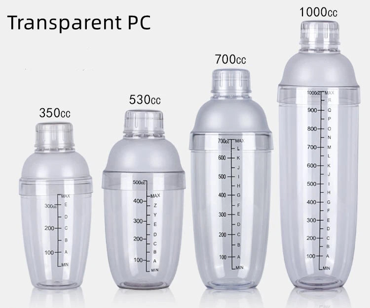 Stainless Steel Cocktail Shaker Set, Bar Tools, Bartender, Drink Stirrers, Transparent PC, Boston Shaker, 1L, 304