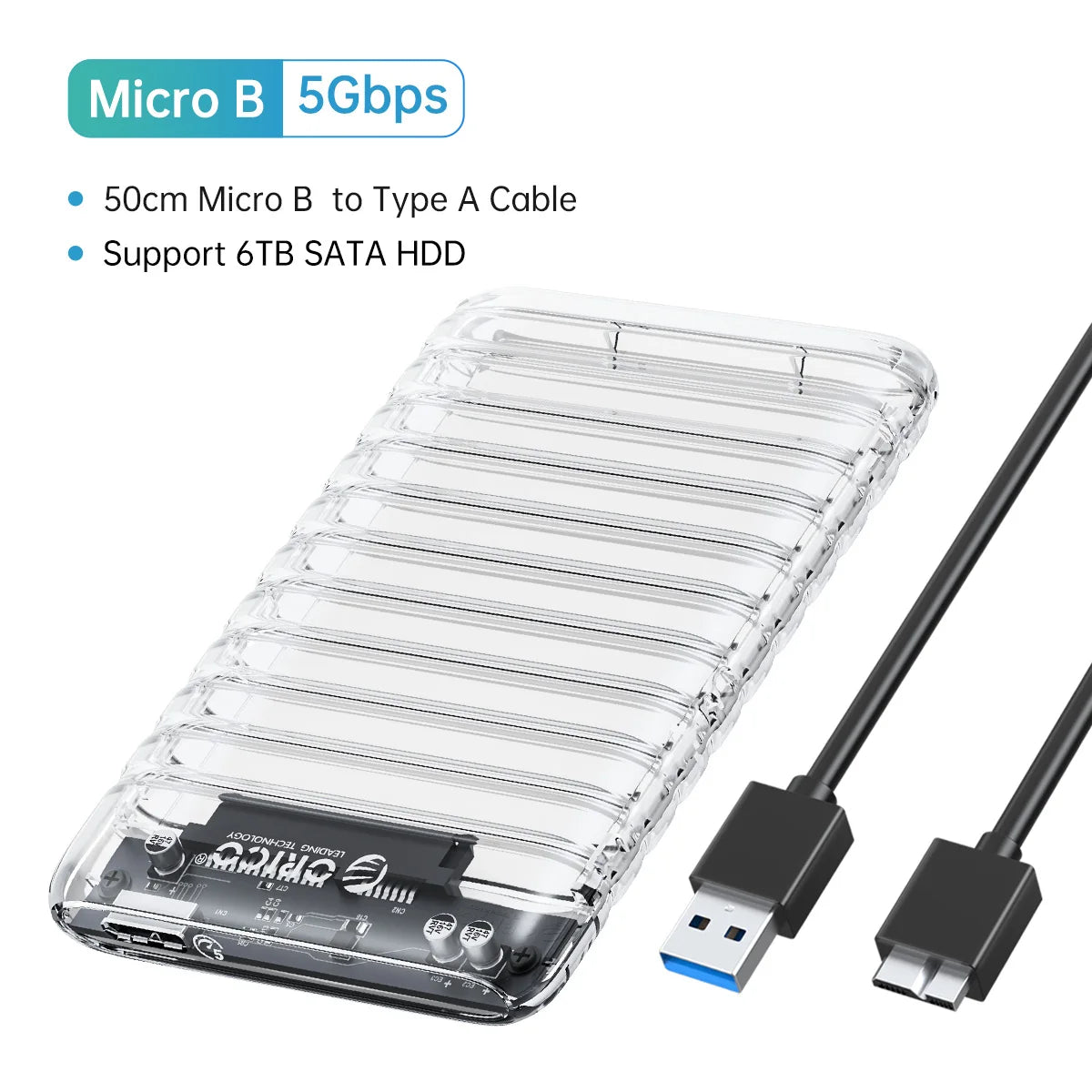 ORICO 2.5'' Transparent HDD Case SATA to USB 3.1 Gen2 10Gbps External Hard Drive Case HDD Enclosure SSD Disk Case Support UASP