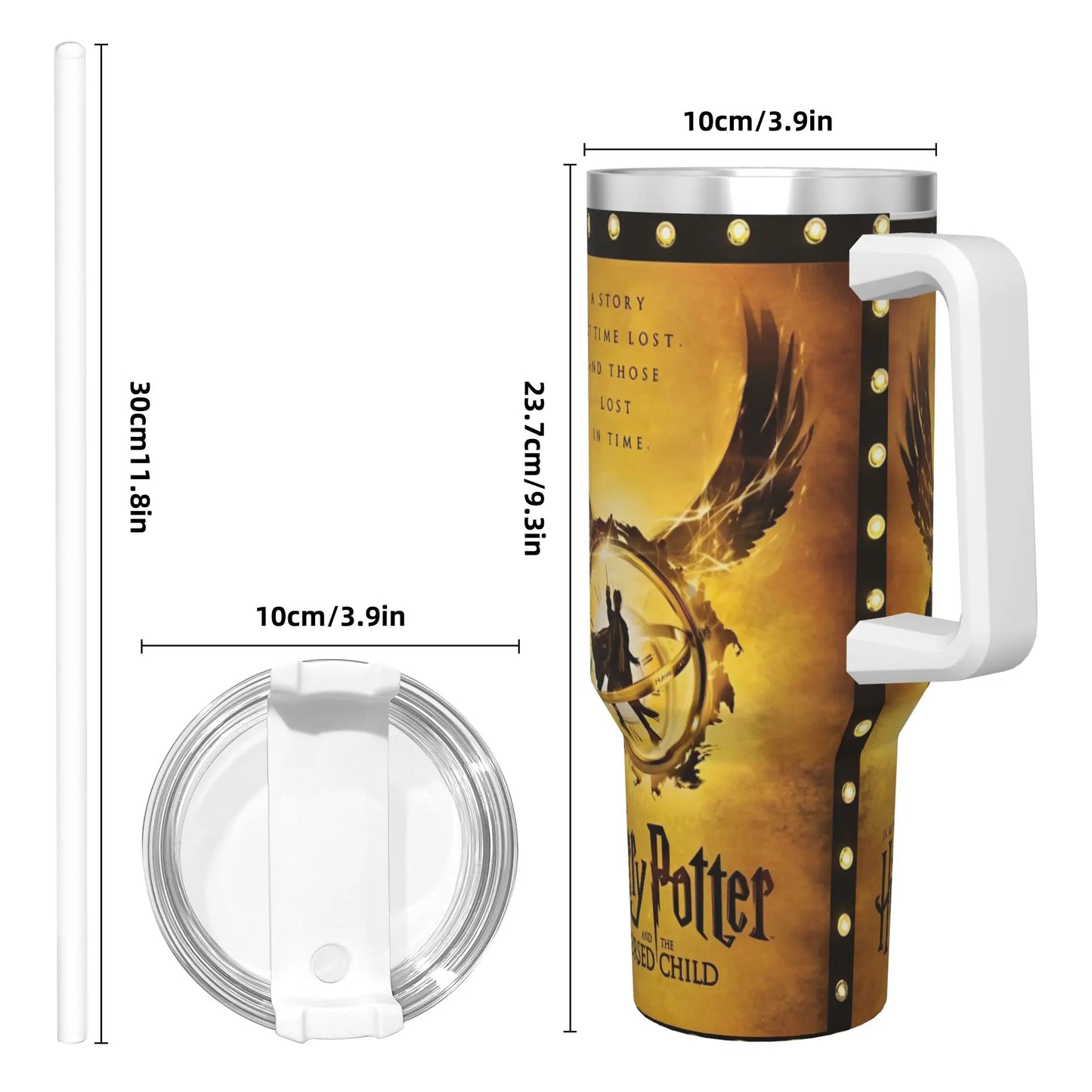 H-HARRY Movie Car Mugs With Straws  P-POTTER Travel Cold and Hot Water Bottle Portable Large Capacity Coffee Mug