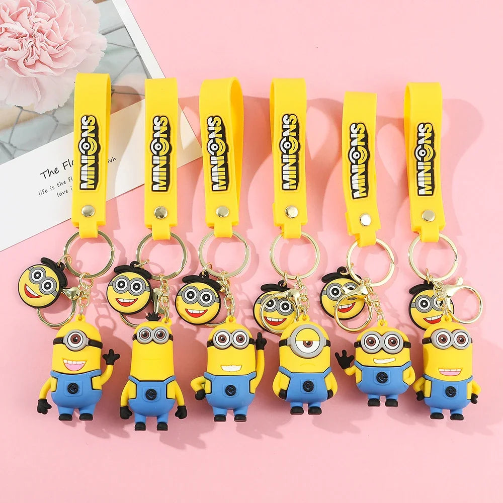 Cartoon Minions Keychain Kawaii Silicone Pendant Keyring Chinese Zodiac Cosplay Accessories for Car,Backpack,Keys