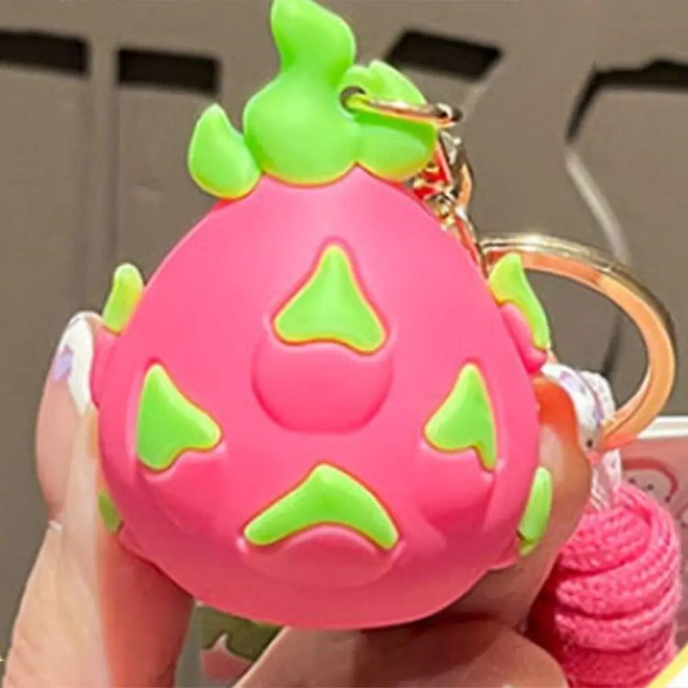 New Cute Fruit Panda Keychain Creative Funny Car Keyring PVC Cartoon Bag Pendant Boy Girl