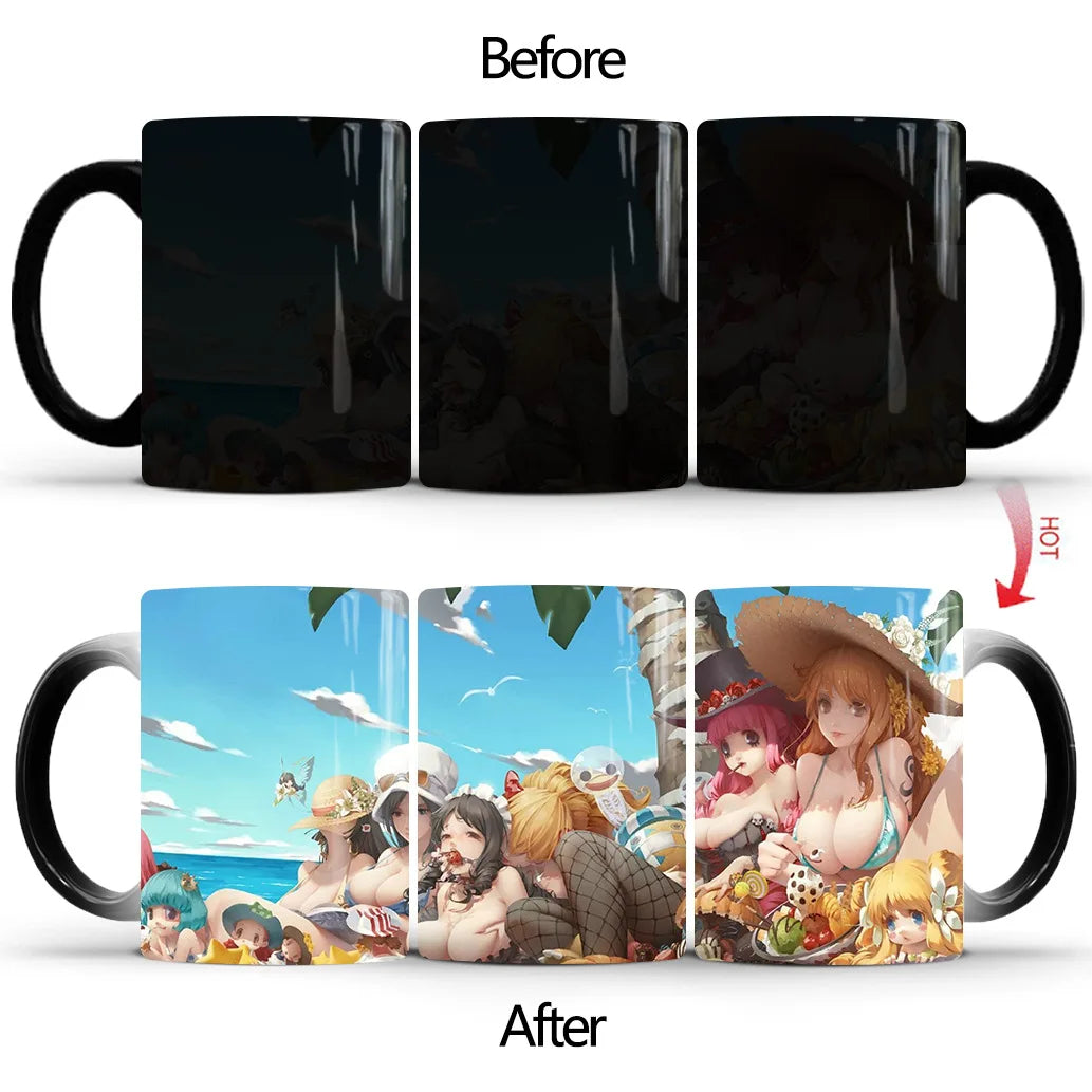 Anime Sexy Bikini Girls Color Changing Mugs Beauty Ceramic Magic Mug Erotic Heat Sensitive Coffee Cup Eroticism Tea Cup Novelty