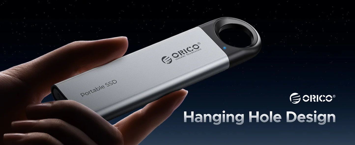 ORICO 1TB External SSD Up to 1050MB/s 550MB/s, Hanging Hole Design Portable Solid State Drive, USB C&A 2 in 1 Cable