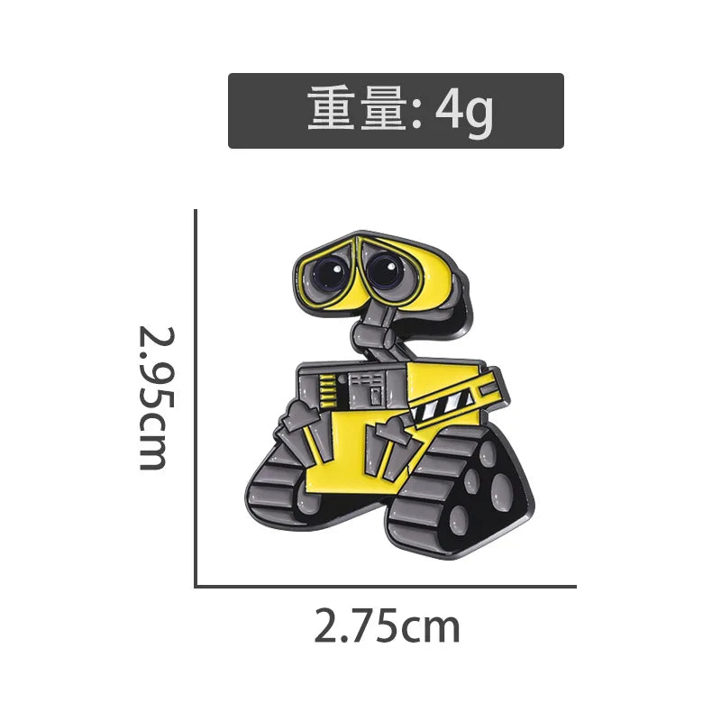 Classic Cartoon Movie Walle Eve Robot Enamel Pins for Backpack Bag Metal Brooch Badges Gifts for Fans Collection