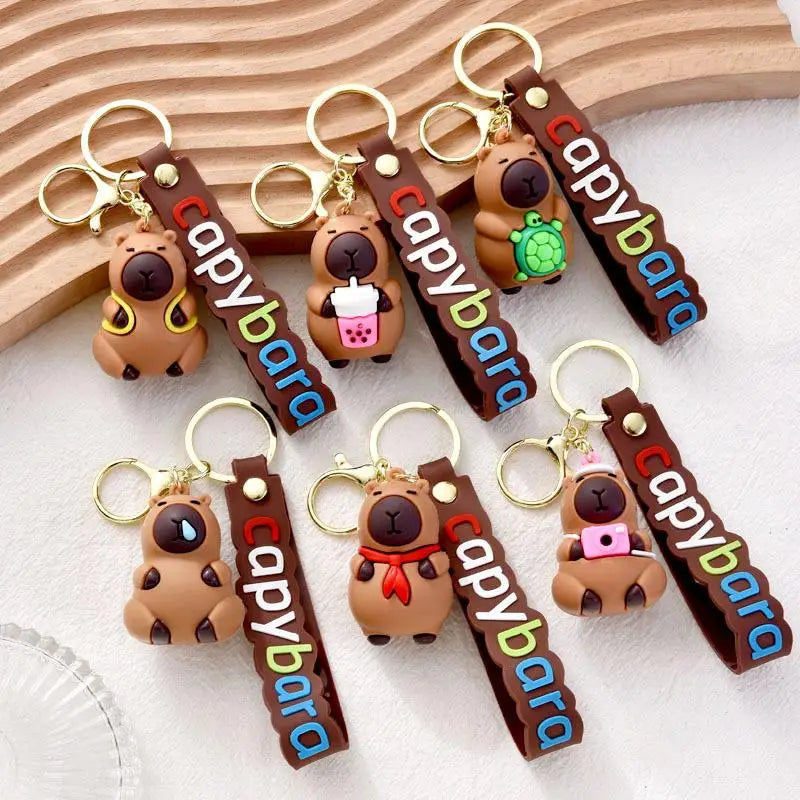 Capybara Rodent Capybara Pvc Pendant PVC Simulation Capybara Capybara Pvc Keychain Cute With Turtle Capibara Anime Keyring 2025