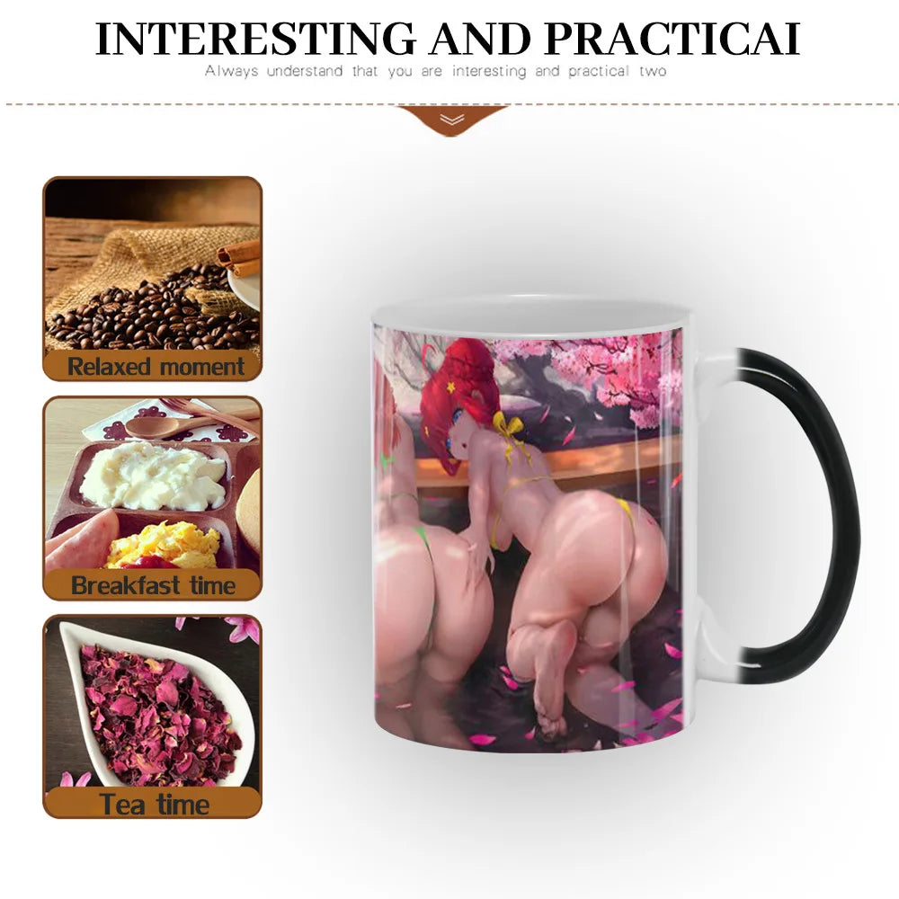 Anime Sexy Bikini Girls Color Changing Mugs Beauty Ceramic Magic Mug Erotic Heat Sensitive Coffee Cup Eroticism Tea Cup Novelty