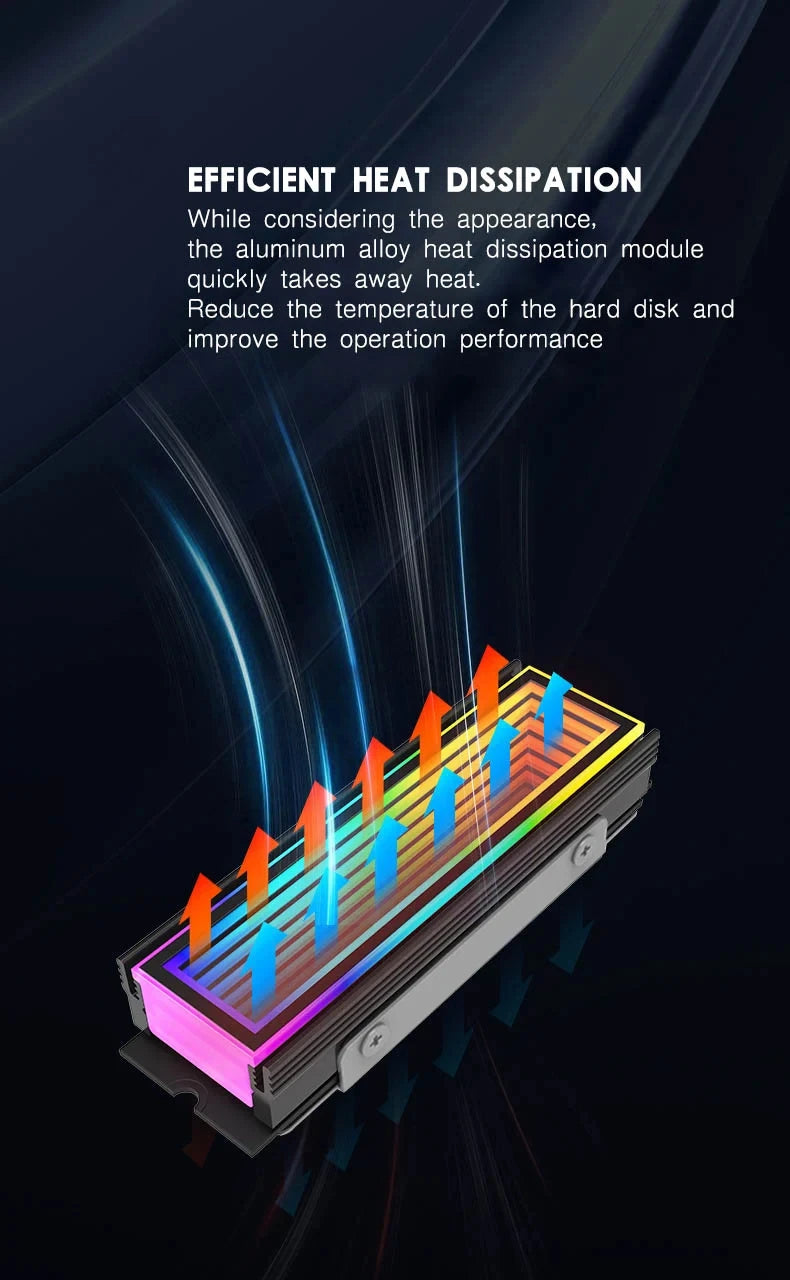5V/3Pin ARGB AURA Sync Computer 2280 SSD M2 Radiator Aluminum PC RGB M.2 Nvme Cooler Heatsink Solid State Drive Heat Sink Cooler
