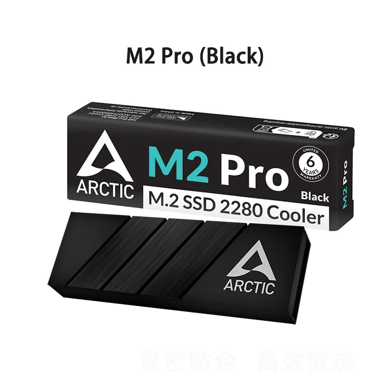ARCTIC M2 Pro Black heatsink Cooler for M.2 2280 SSD, Compatible with PC & Gaming Consoles, for Dual and Single-Sided SSDs