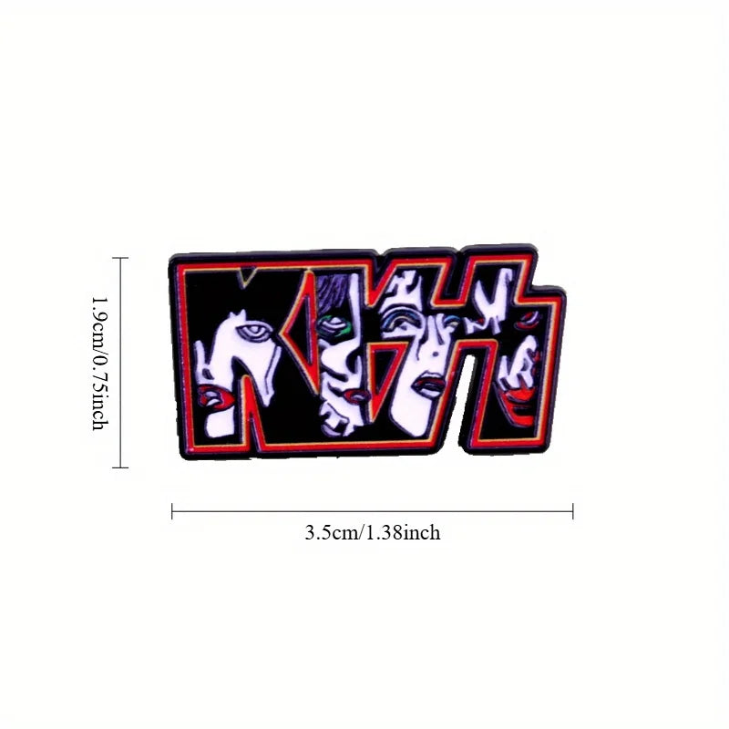 KISS Rock Band Enamel Pin - Punk Rock Style Bold Red & Black Makeup Design, Durable Alloy Music Lover Accessory