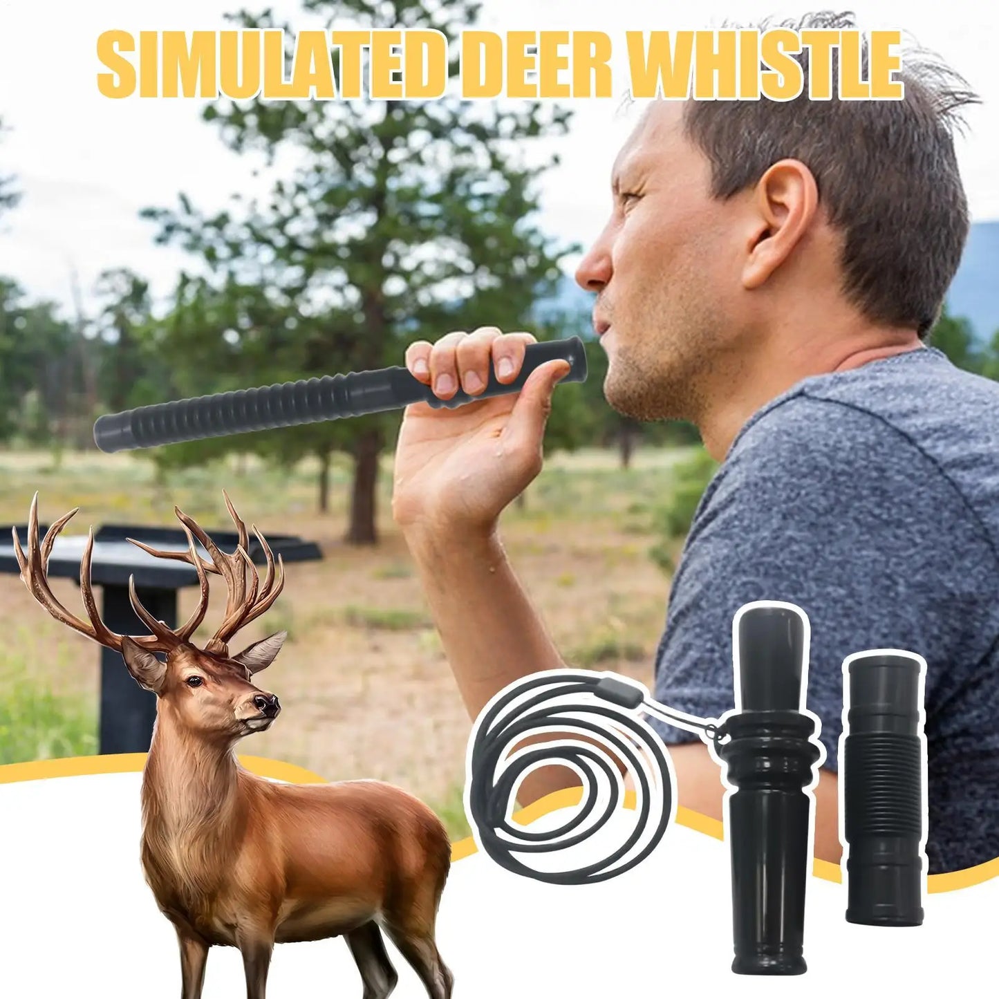 Hunting Deer Call Outdoor Hunting Doe Fawn Call with Lanyard Realistic Vocalizations Hunters Lures for Open Field Stalking