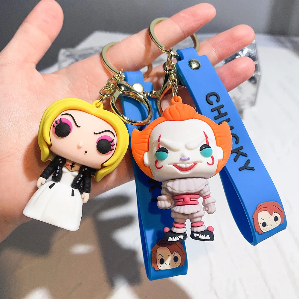 Horror Movie Keychain Cartoon Chucky Doll Pendant Key Chains Bag Car Keyring llaveros Punk Jewelry Gifts New Wholesale