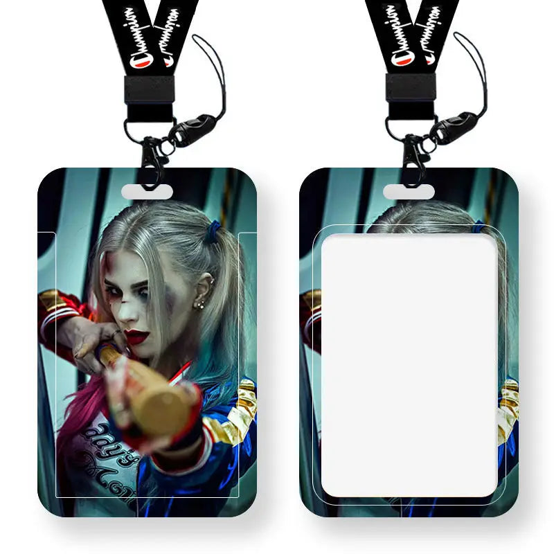 DC Joker Harley Quinn Anime Movie Periphery Student Campus Card Cover Creative Cartoon Lanyard Work Card Protective Cover Gifts