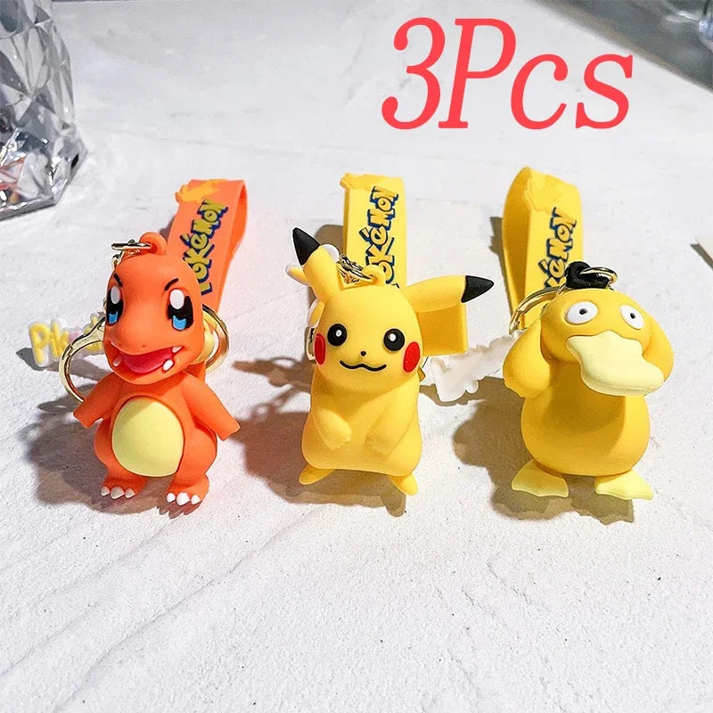 New Pokemon Pikachu Keychain Anime* Cartoon Key Chain Charmander Psyduck* Fashion Keyring Pendant Accessories Toys Kids Gifts*