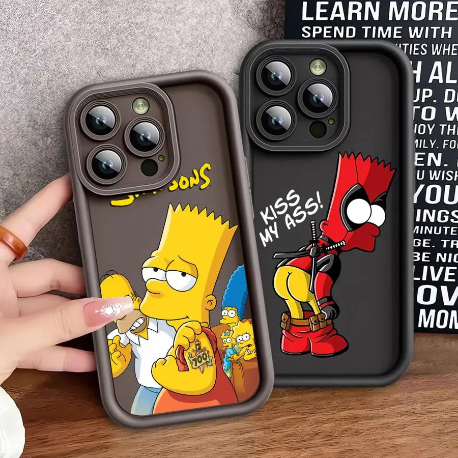 Funny Cartoon SimpsonS Phone Case for iPhone 15ProMax 13 Mini 12 Pro 16 11 Pro SE XS Max 8 7 XR 14 Plus Soft Cover Luxury