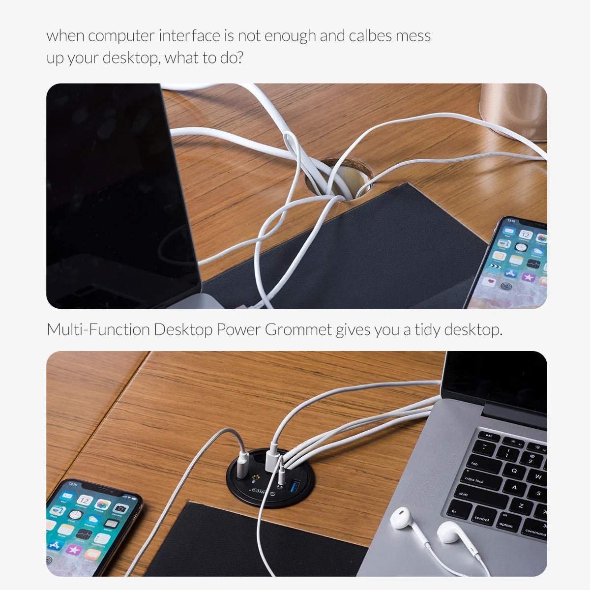 ORICO 5Gbps High-Speed USB HUB Splitter Multi Desk Grommet USB 3.0 Ports Desk Mount Adapter for PC Tablet Phone High Quality