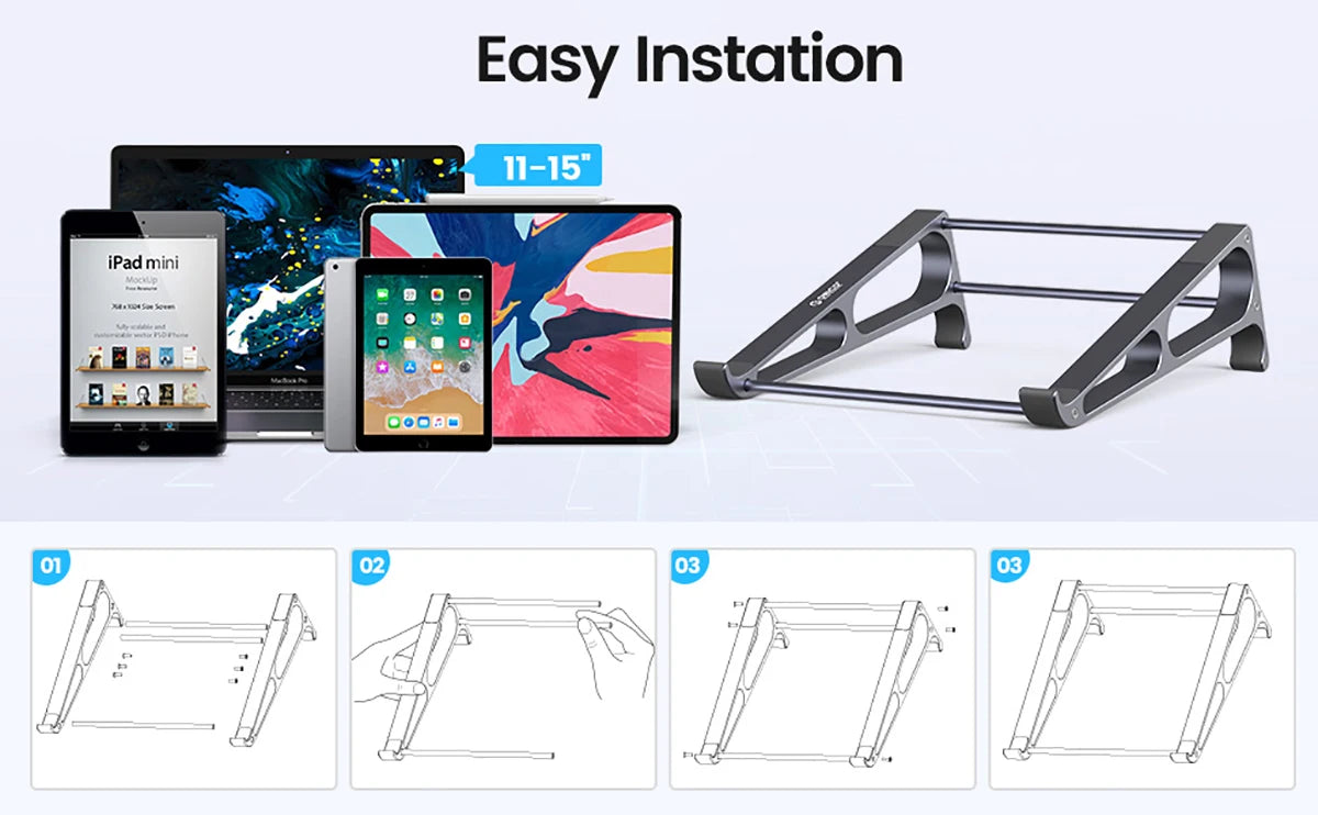 ORICO Laptop Stand for 13-17.4 Inch Macbook Air Pro Foldable Aluminum Vertical Notebook Stand Support Macbook Tablet Phone Stand