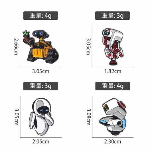 SET Walle Enamel Pins Cartoon Robot Eva Metal Brooch Backpack Badge Halloween Accessory Gifts for Friends Fashion Jewelry