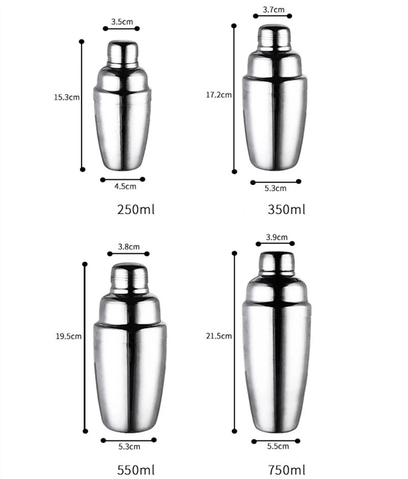 Stainless Steel Cocktail Shaker Set, Bar Tools, Bartender, Drink Stirrers, Transparent PC, Boston Shaker, 1L, 304