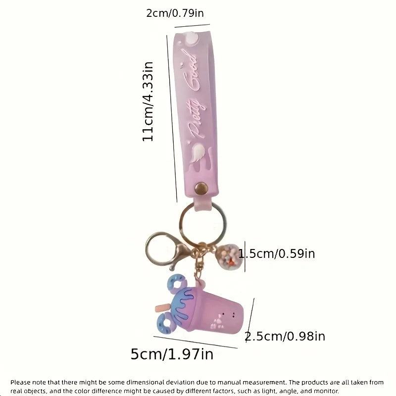 1pc Cartoon Ice Cream PVC Keychains, Adorable Charms for Bags and Car Key Accessories,  A  Charming Keychain Decoration