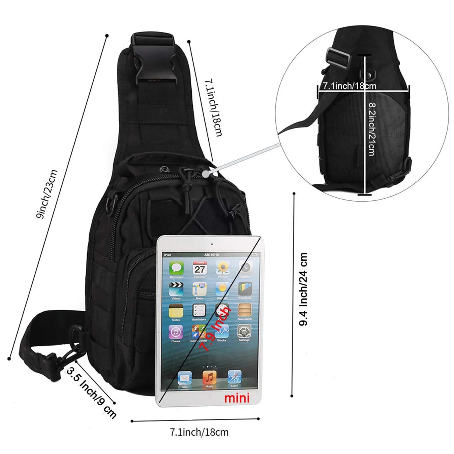 Tactical Shoulder Bag,Nylon Outdoor Sling Daypack Backpack