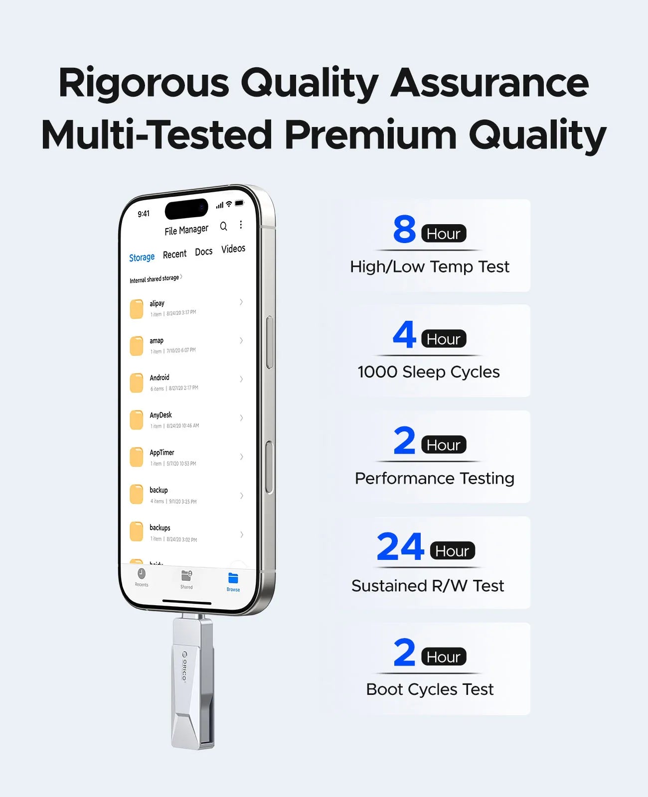 ORICO USB C Flash Drive Dual USB 3.2 Flash Drive Type C + USB A Portable Type-C Flash Drive 2-in-1 USB-C Thumb Drive