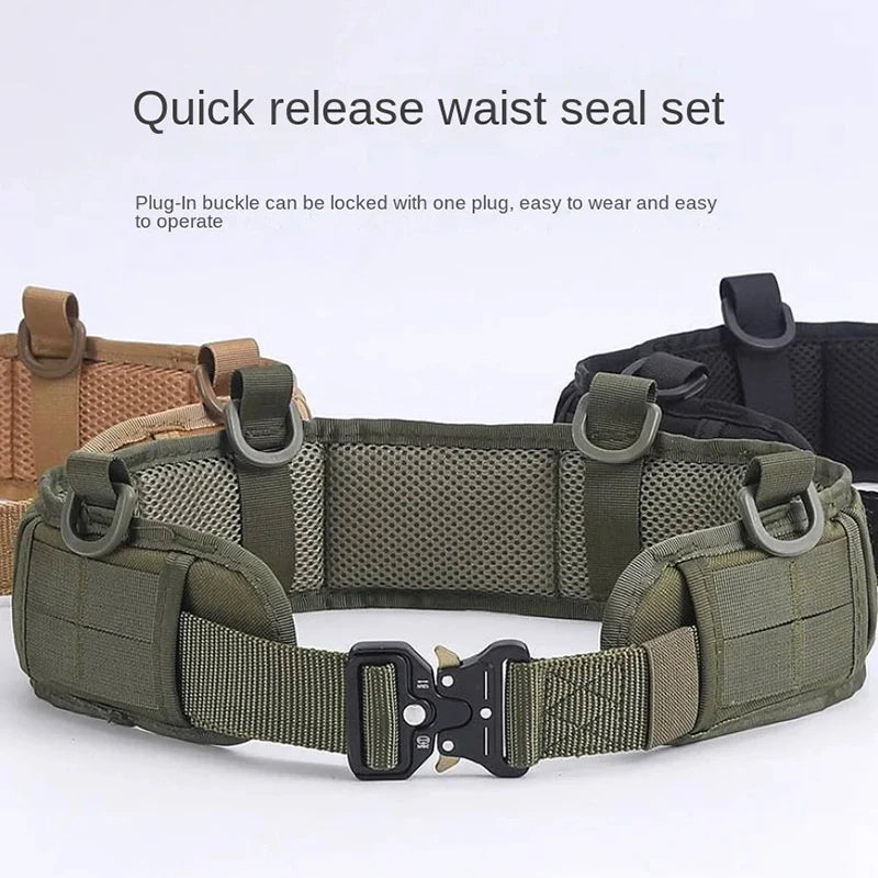 The Tactical Belt Is Made Of Molle Nylon Fabric And Has A Metal Buckle, Making It Suitable For Outdoor Sports And Hunting Belts