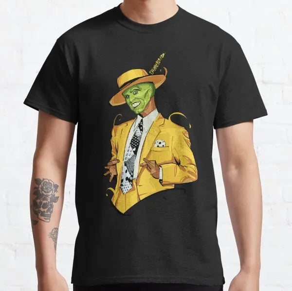 The Mask Retro Movie T Shirts for Men Pure Cotton Vintage Funny T-Shirt Jim Carrey Tee Shirt Short Sleeve Clothes Birthday Gift
