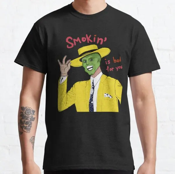 The Mask Retro Movie T Shirts for Men Pure Cotton Vintage Funny T-Shirt Jim Carrey Tee Shirt Short Sleeve Clothes Birthday Gift