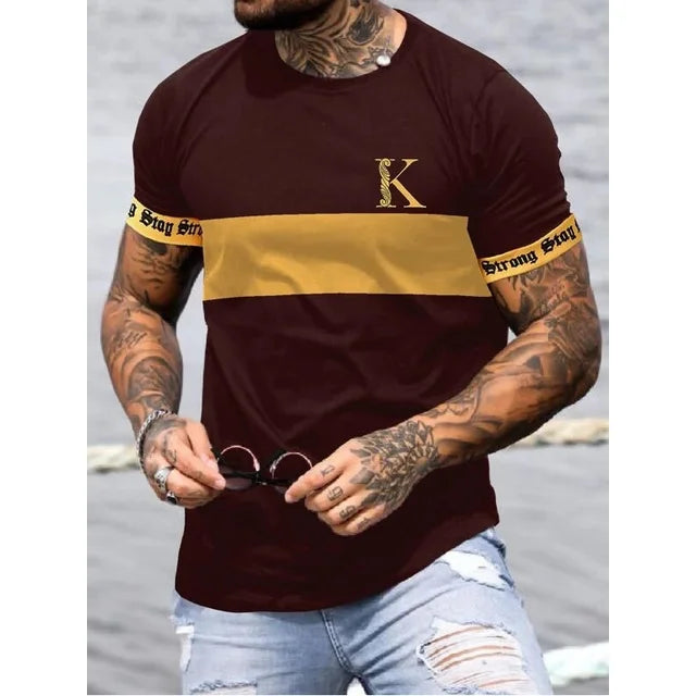 Fashion T-Shirts For Men 3d Letter King Printed Men'S Clothing Casual Short Sleeved Street Harajuku tops Loose Oversized T Shirt